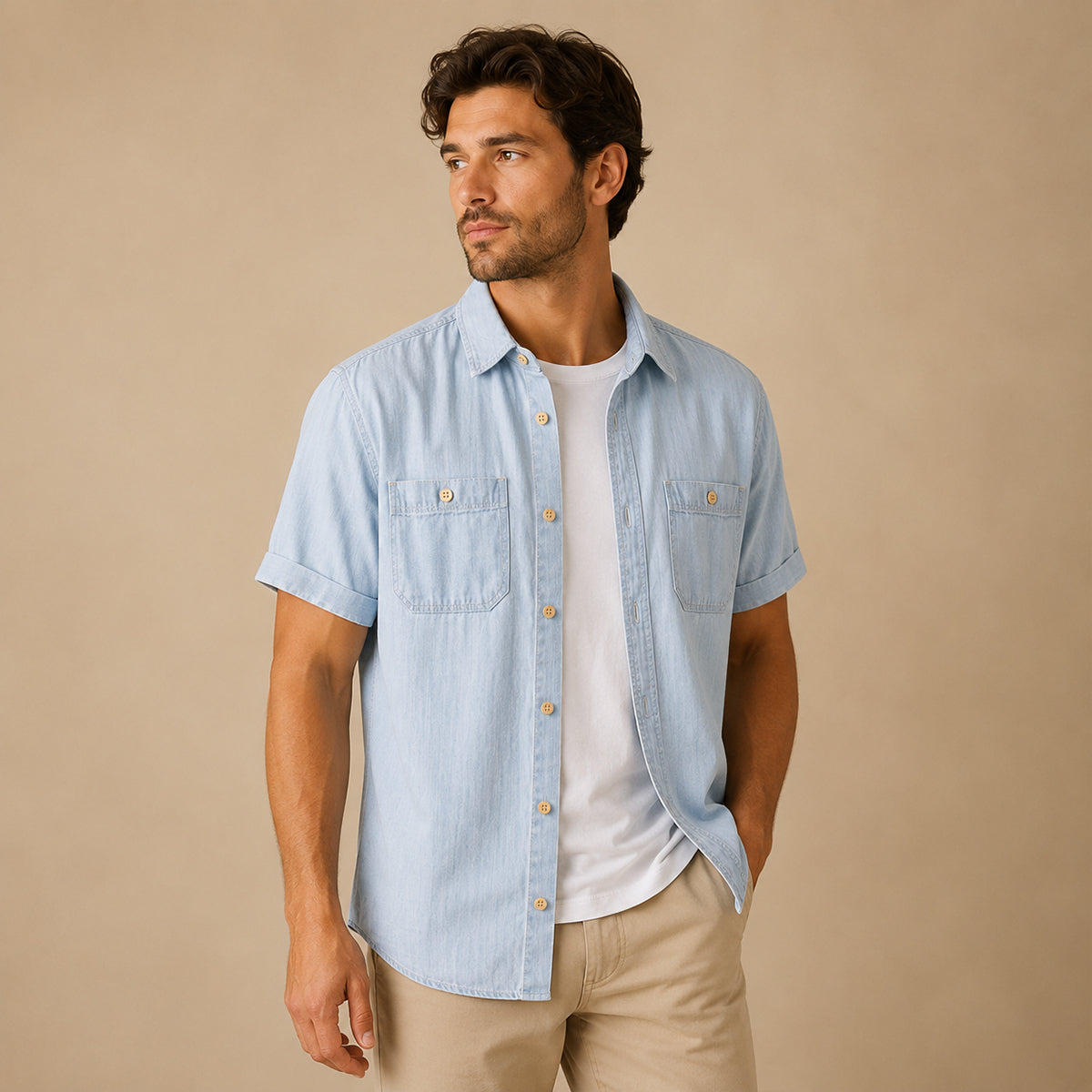The Silvercrest Ridge Men’s Casual Denim 100% Cotton Shirt