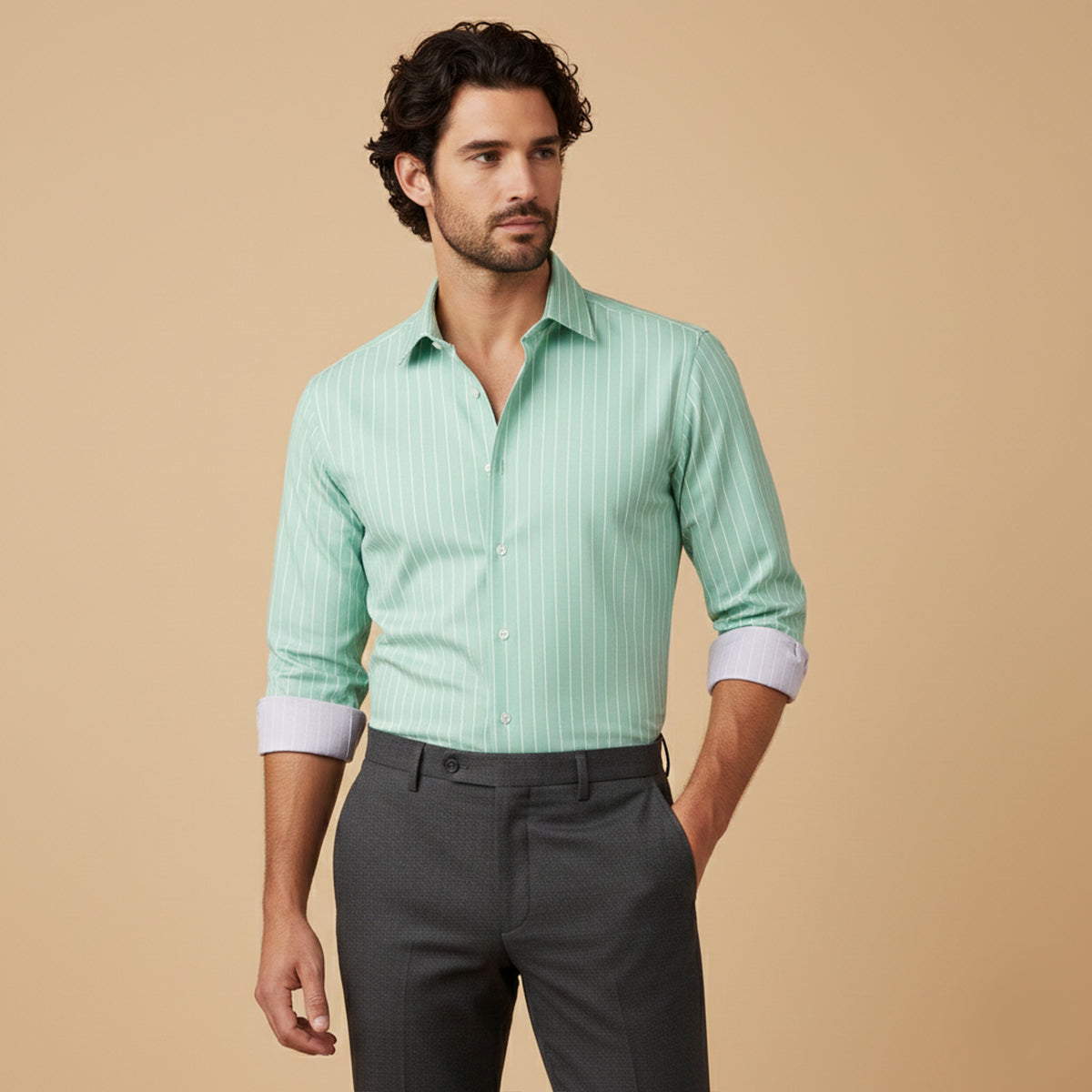 The Sorrento Men’s Trendy Slim Fit Striped Button-Up Shirt