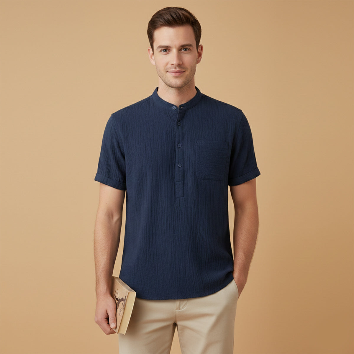 The Inverness Men’s Soft Cotton Linen Henley Shirt