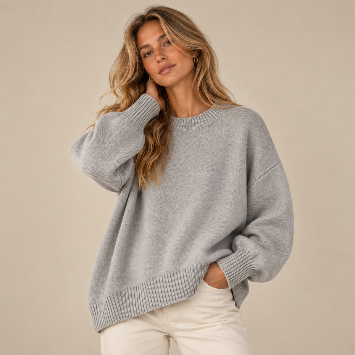 Women's Oversized Sweater with Asymmetrical Hem