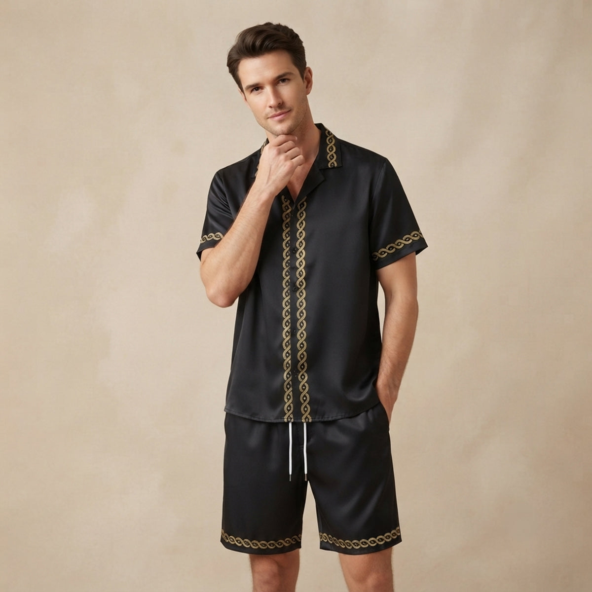 The Stonehill Men’s Retro Print Set – Shirt & Shorts