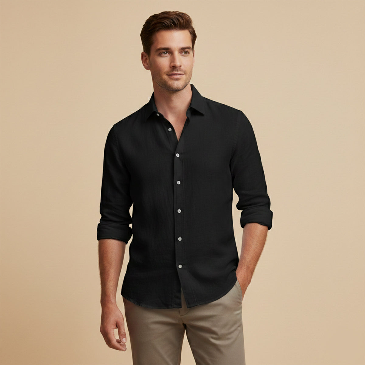 The Richmond Men’s Lightweight Cotton Linen Button-Up Shirt