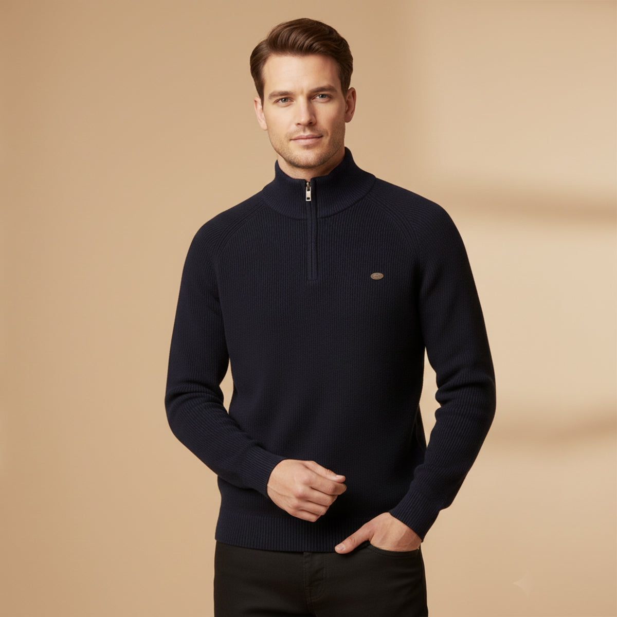 The Lignano Men’s Cotton Knit Smart Casual Quarter Zip Sweater