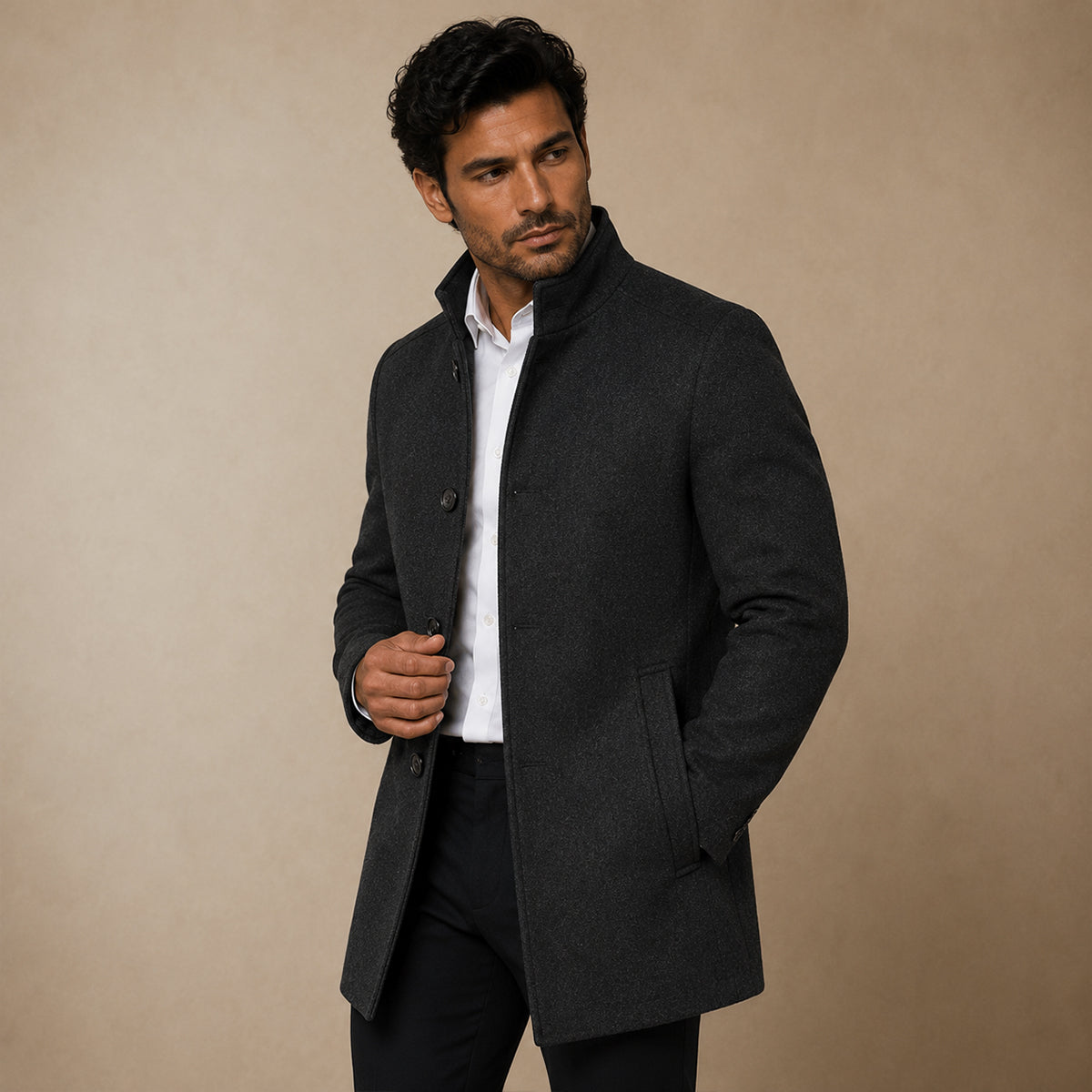 The Broadway Men's Wool Blend Classic Trench Coat