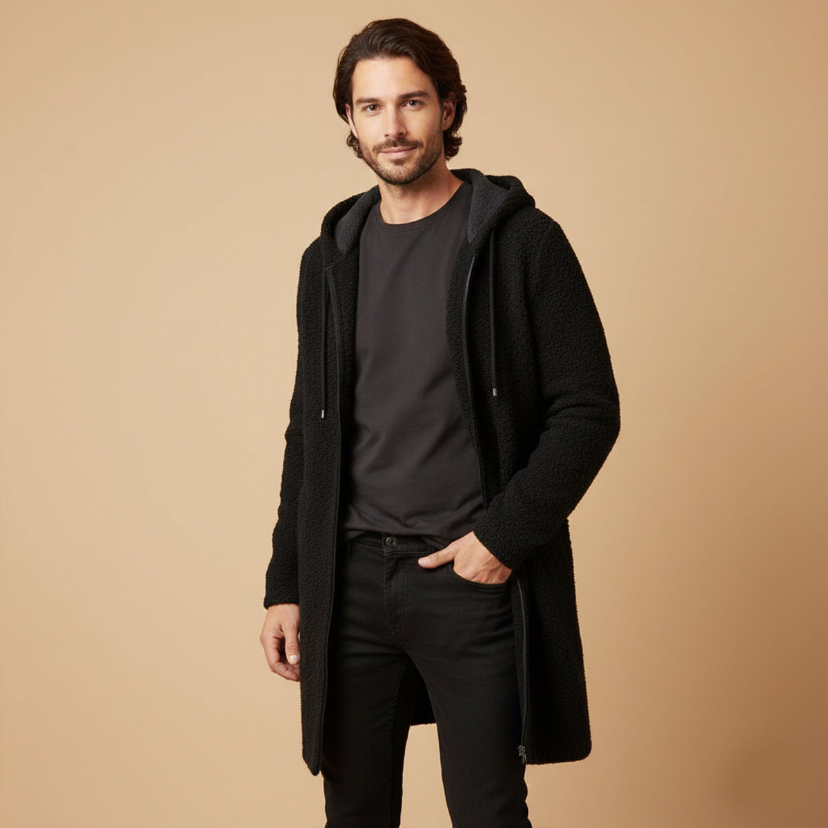 The Copenhagen Hooded Knit Cardigan – Men’s Longline Casual Coat