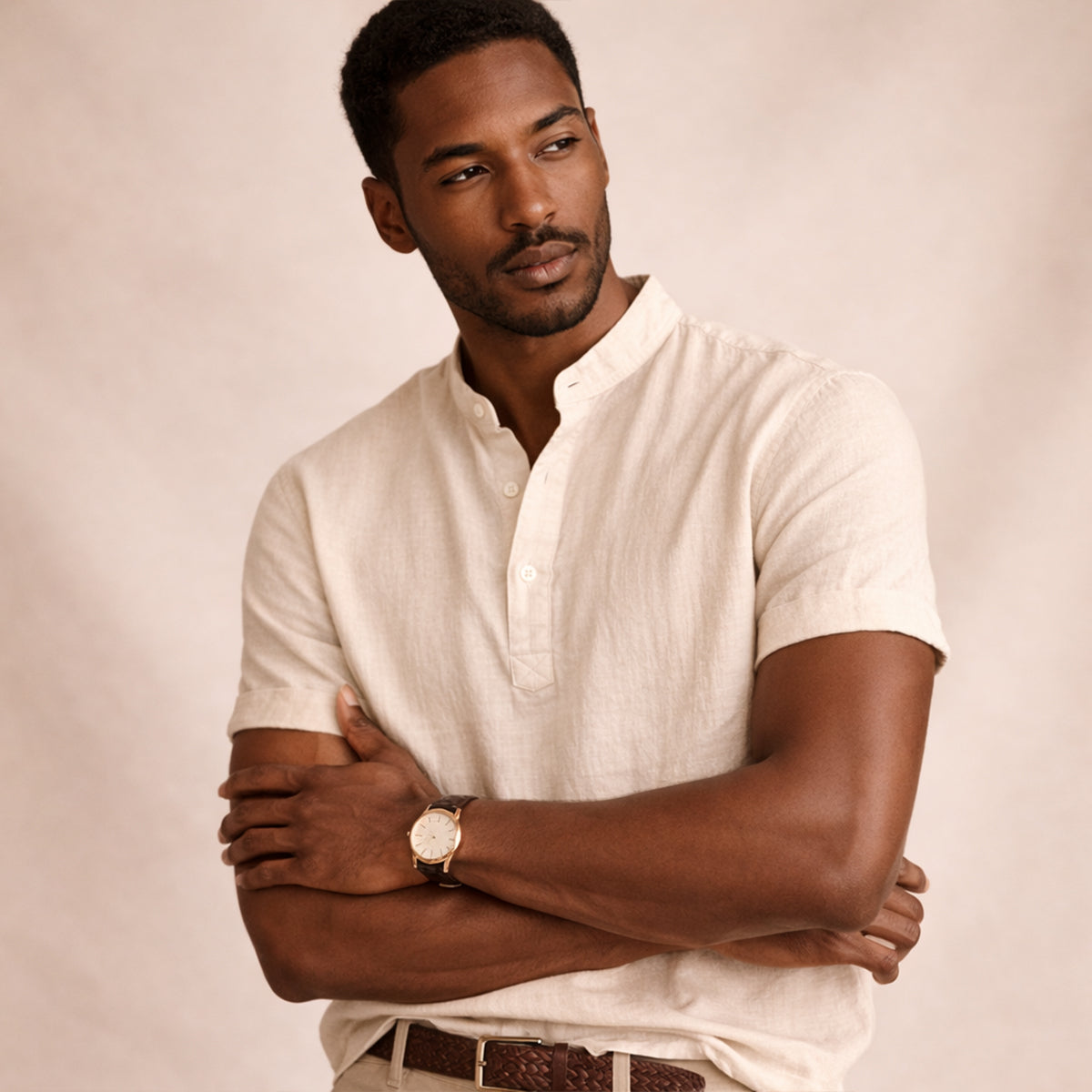 The Meadowbrook Ridge Men's Lightweight Linen Summer Trendy Button-Up Shirt