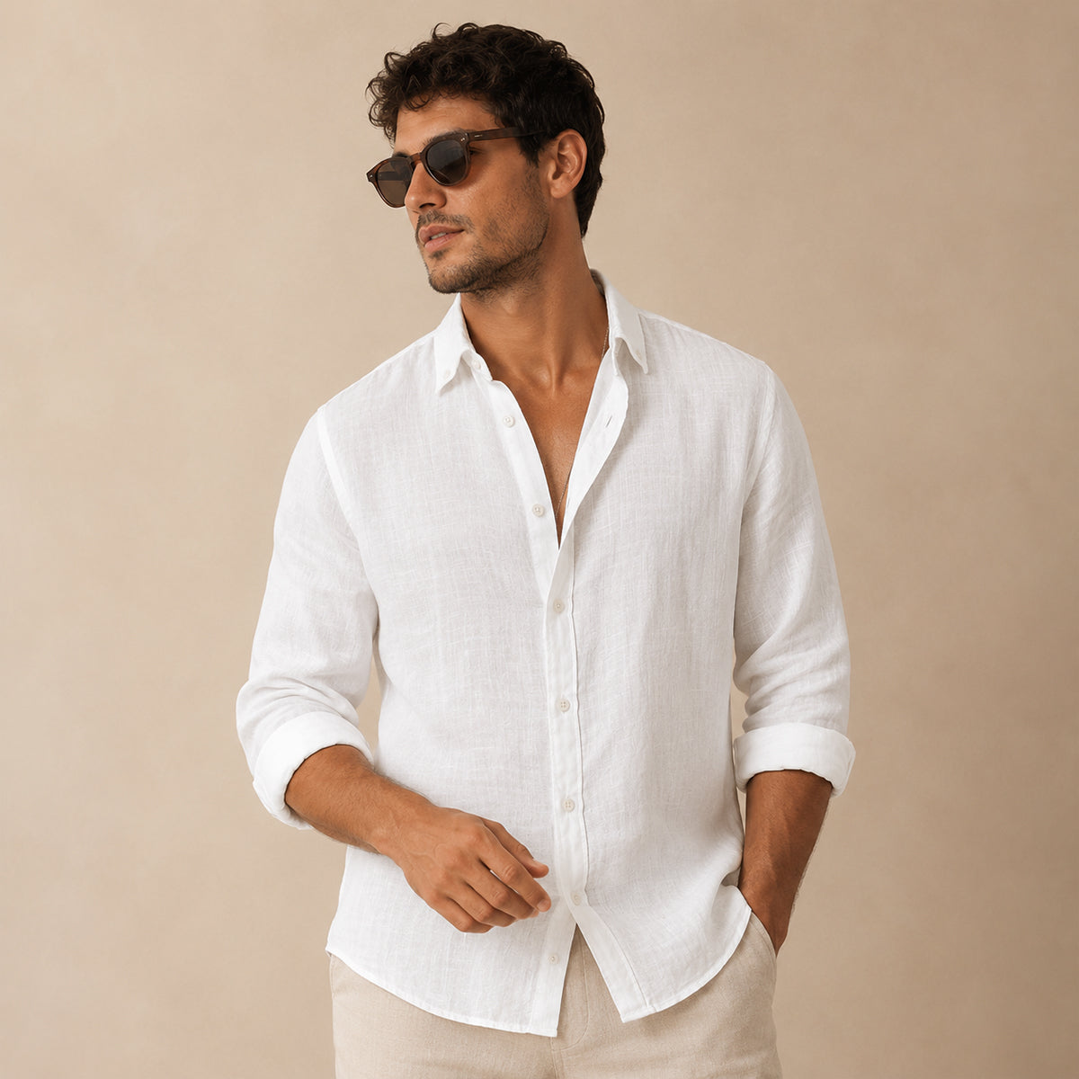 The Silverlake Men’s Cotton Linen Button-Up Beach Shirt