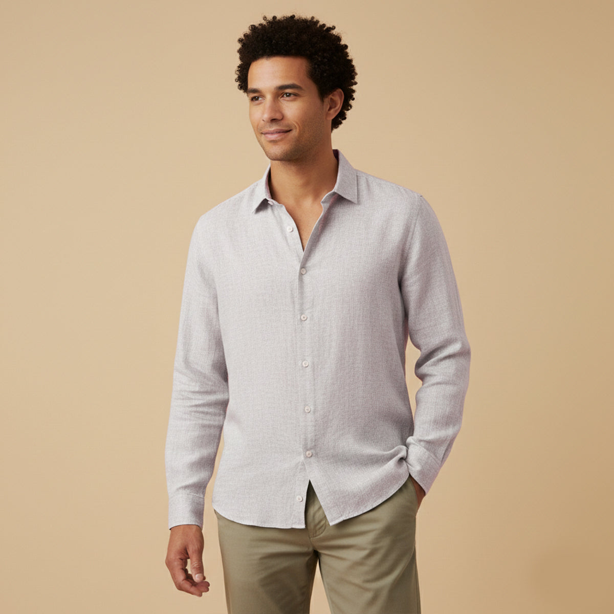 The Kensington Men’s Lightweight Loose Fit Linen Button-Up Shirt
