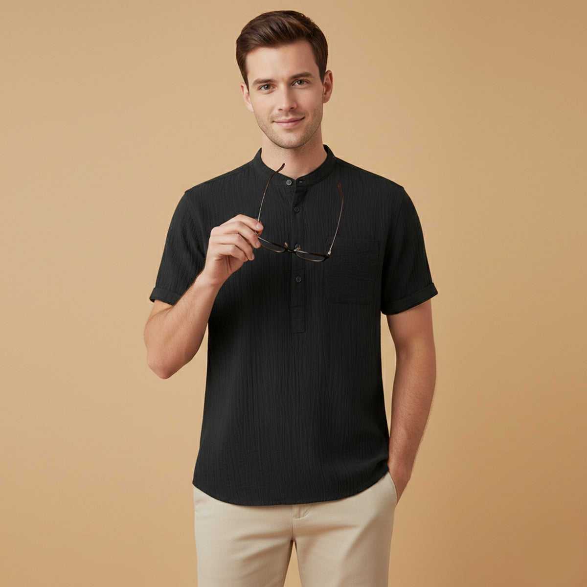 The Inverness Men’s Soft Cotton Linen Henley Shirt