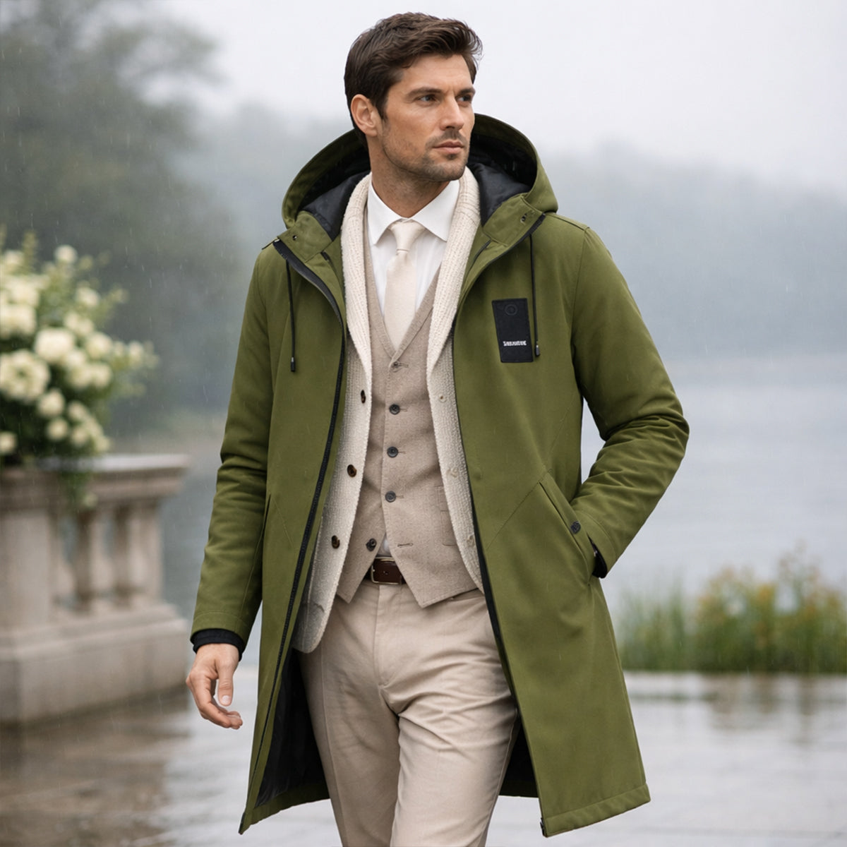 The Crestfall Waterproof Long Rain Jacket – Windproof Hooded Casual Coat