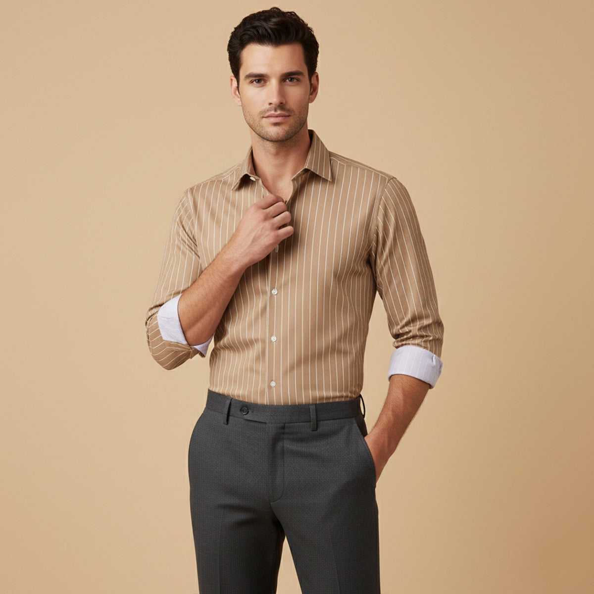 The Sorrento Men’s Trendy Slim Fit Striped Button-Up Shirt
