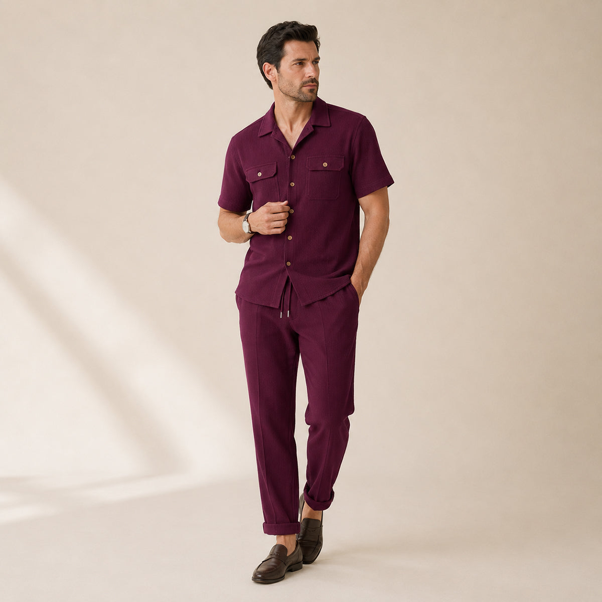 The Edgemont Men’s Casual Button-Up Shirt & Pants Set