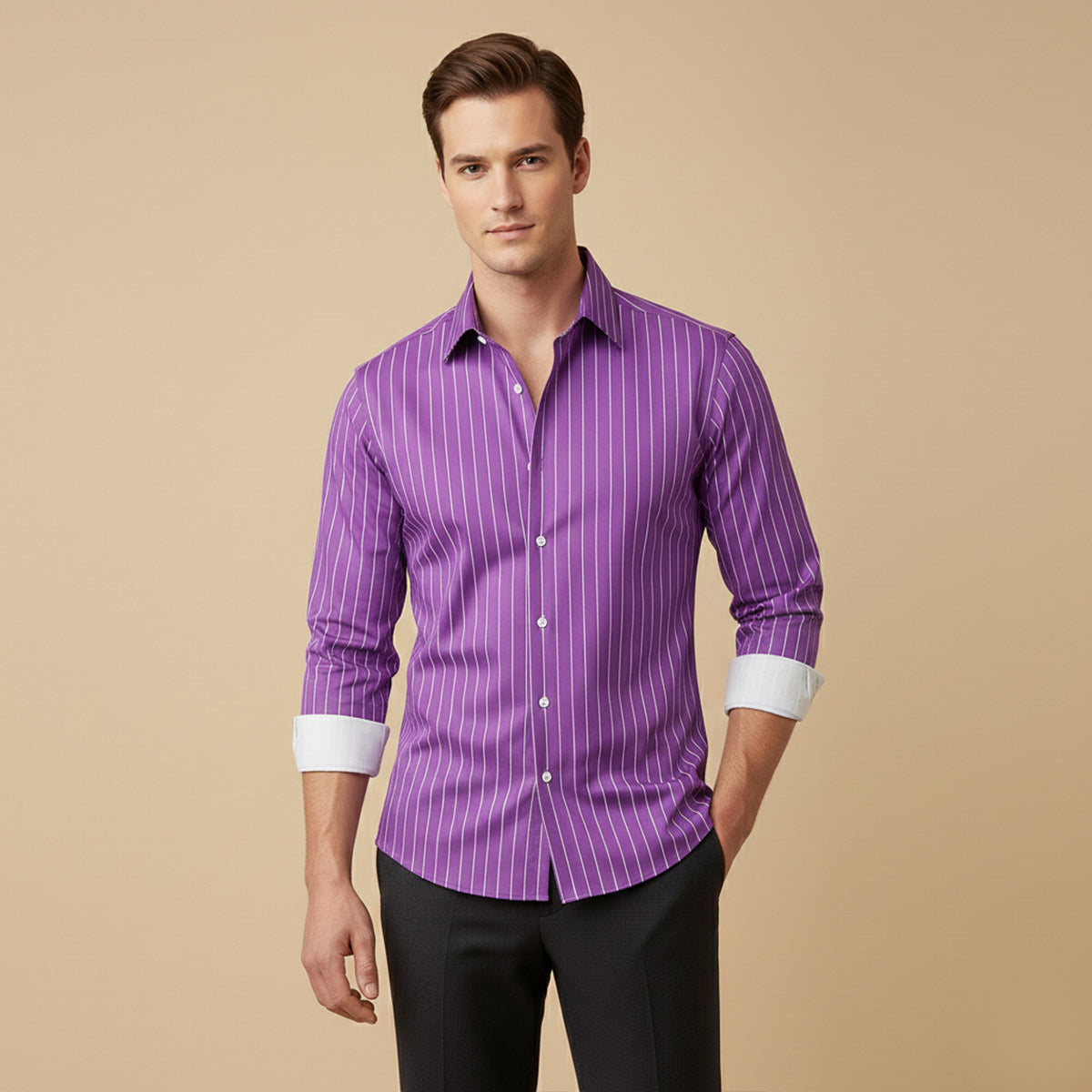 The Amalfi Men’s Casual Slim Fit Striped Button-Up Shirt
