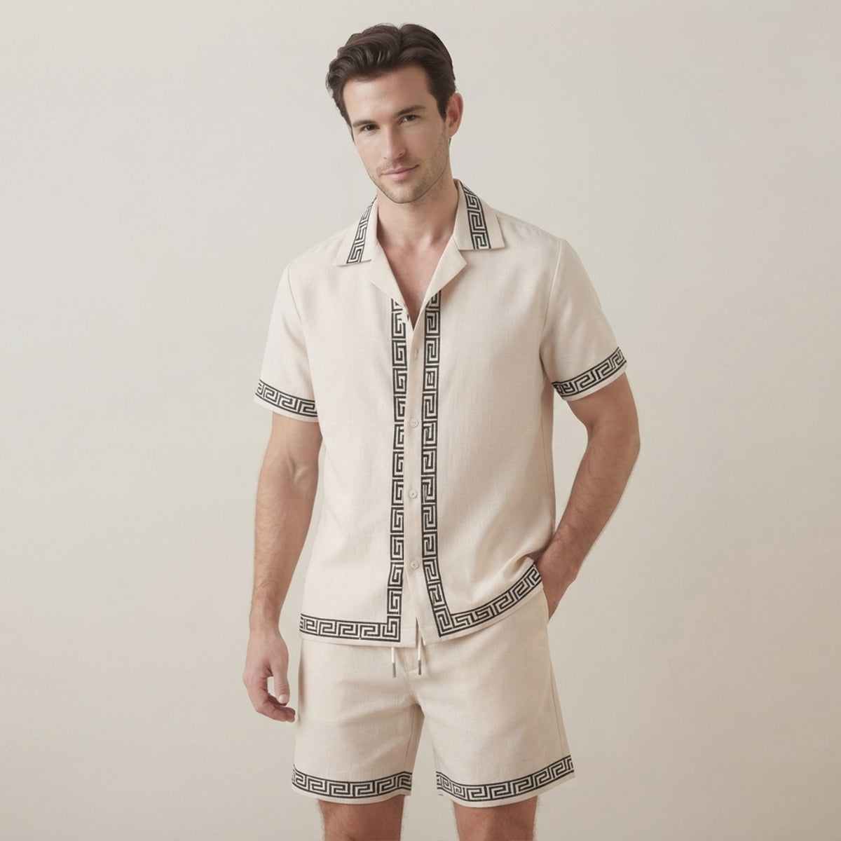 The Glenwood Ridge Men’s Casual Print Set – Shirt & Shorts