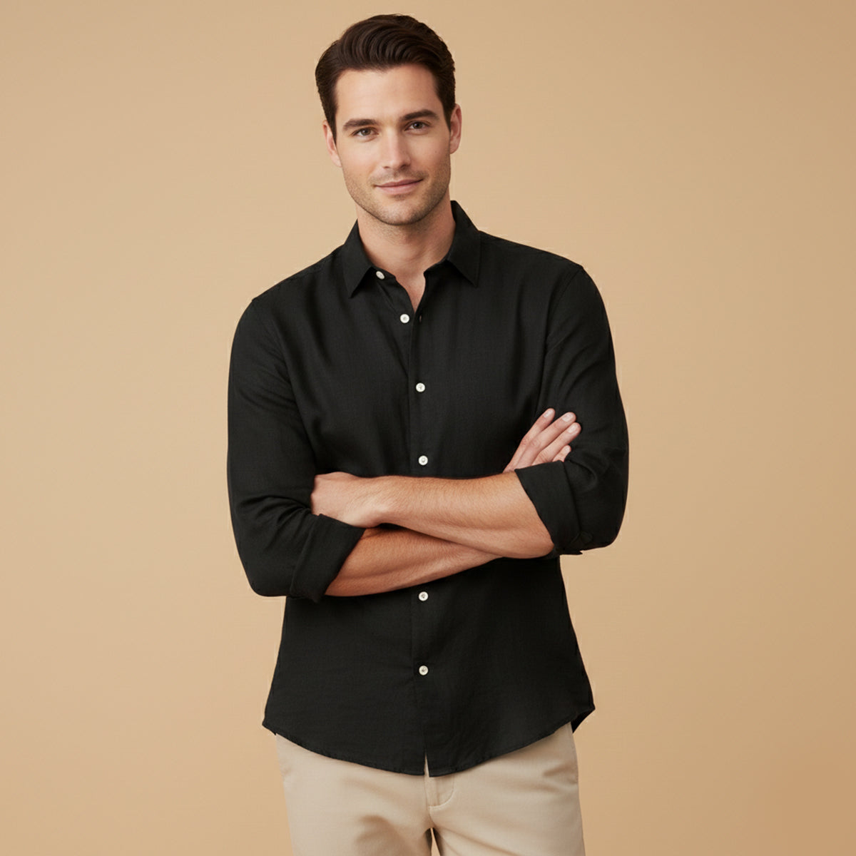 The Buckingham Men’s Casual Relaxed Fit Cotton Linen Shirt