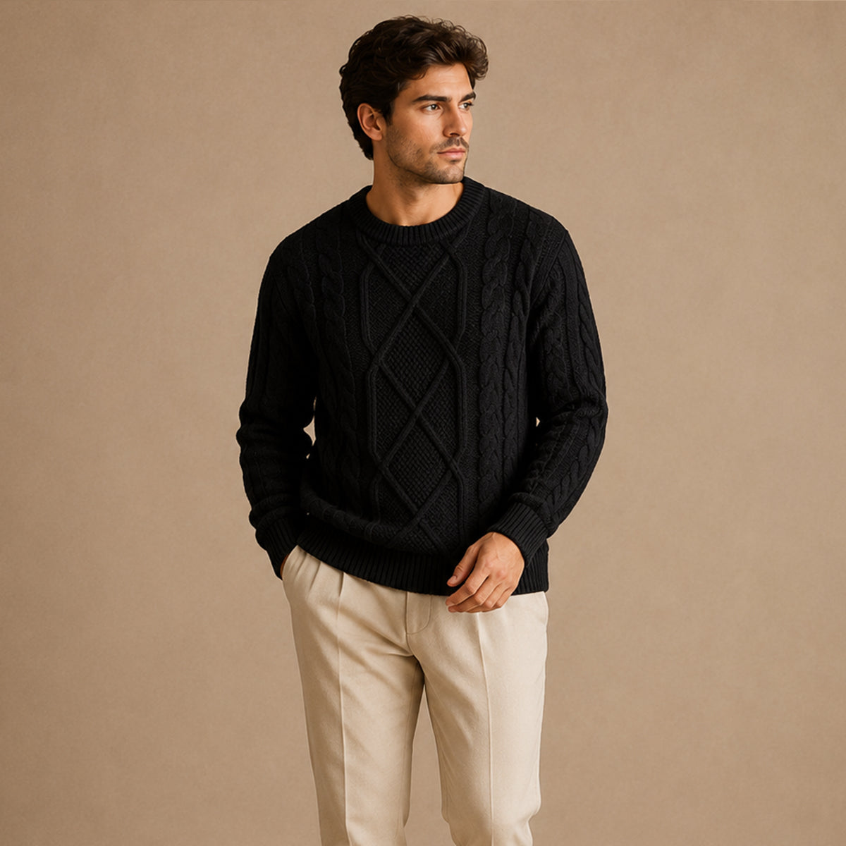 The Aberdeen Men’s Warm Chunky Fisherman Cable Knit Winter Sweater