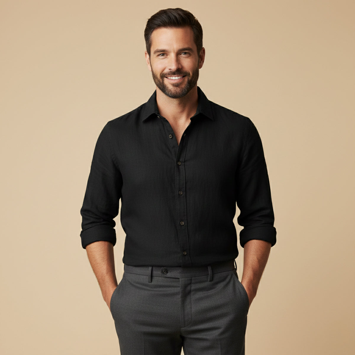 The Zurich Vintage Long Sleeve Linen Shirt for Men