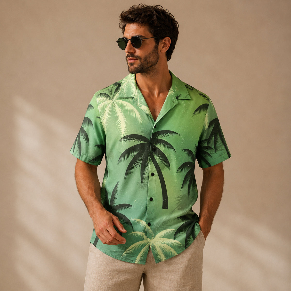 The Silverfield Men’s Lightweight Tropical Coconut Print Hawaiian Beach Shirt