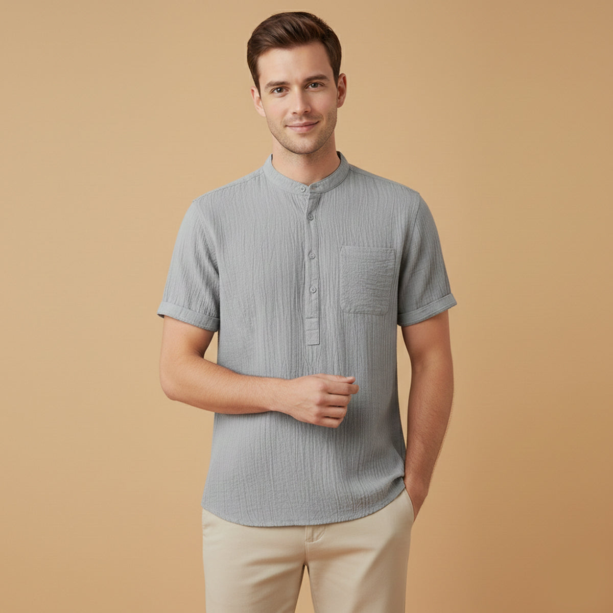 The Inverness Men’s Soft Cotton Linen Henley Shirt