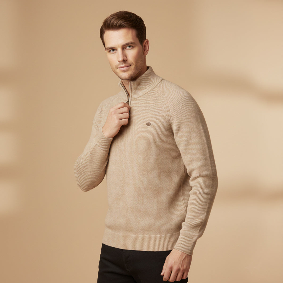 The Lignano Men’s Cotton Knit Smart Casual Quarter Zip Sweater