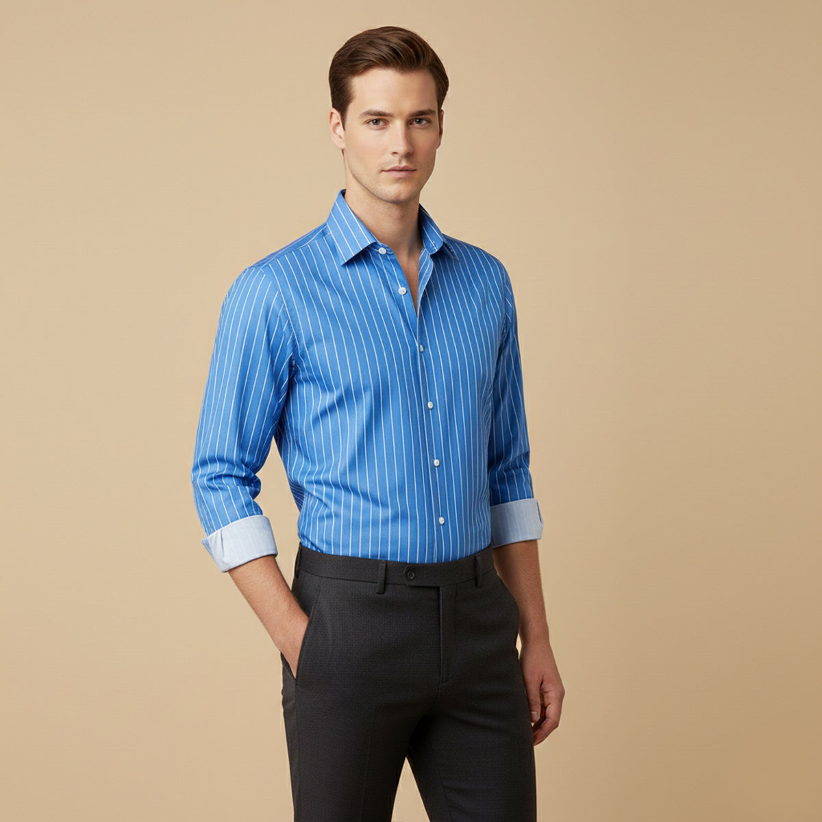 The Amalfi Men’s Casual Slim Fit Striped Button-Up Shirt