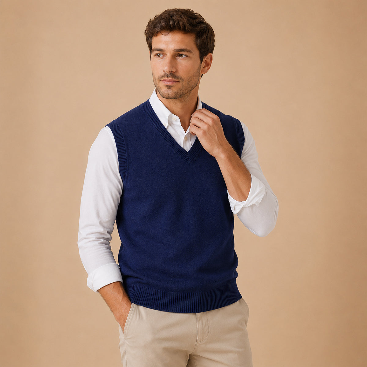The Milan Men's V Neck Knit Cotton Vest