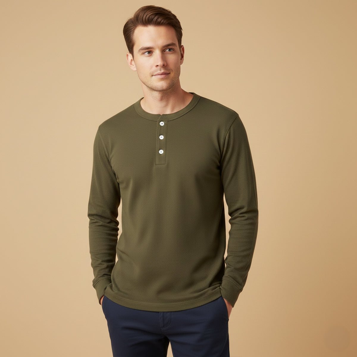 The Umbria Men’s Lightweight Cotton Casual Henley Shirt
