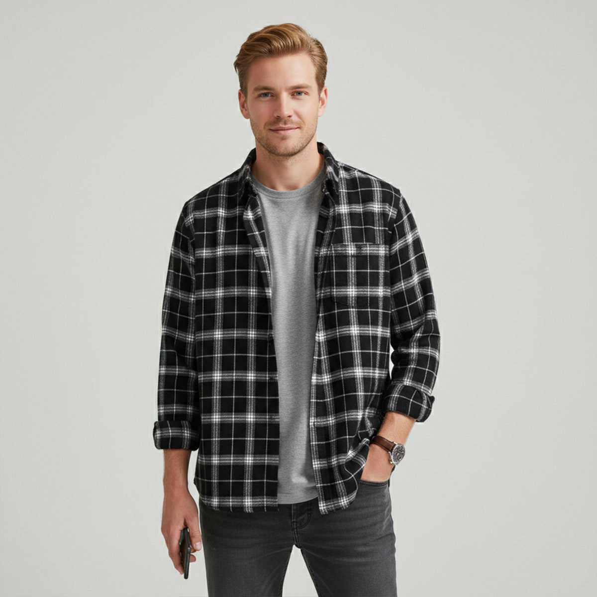 The Glenhurst Men’s Loose Fit Casual Retro Plaid Shirt