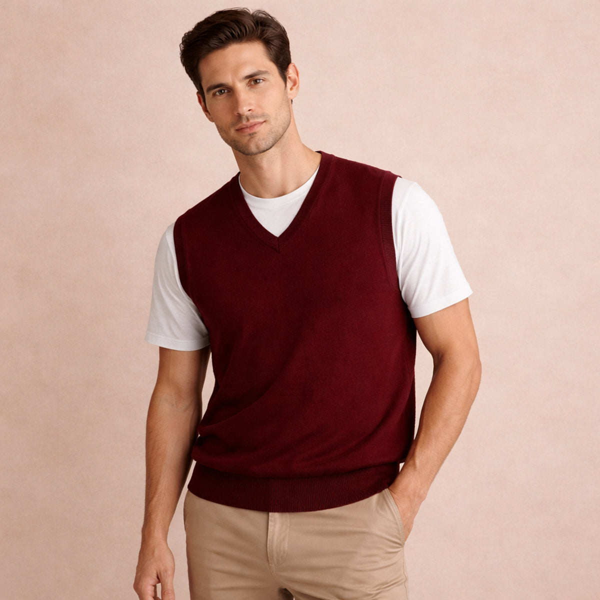 The Riverdale Men’s V Neck Sleeveless Knit Vest for Layered Look