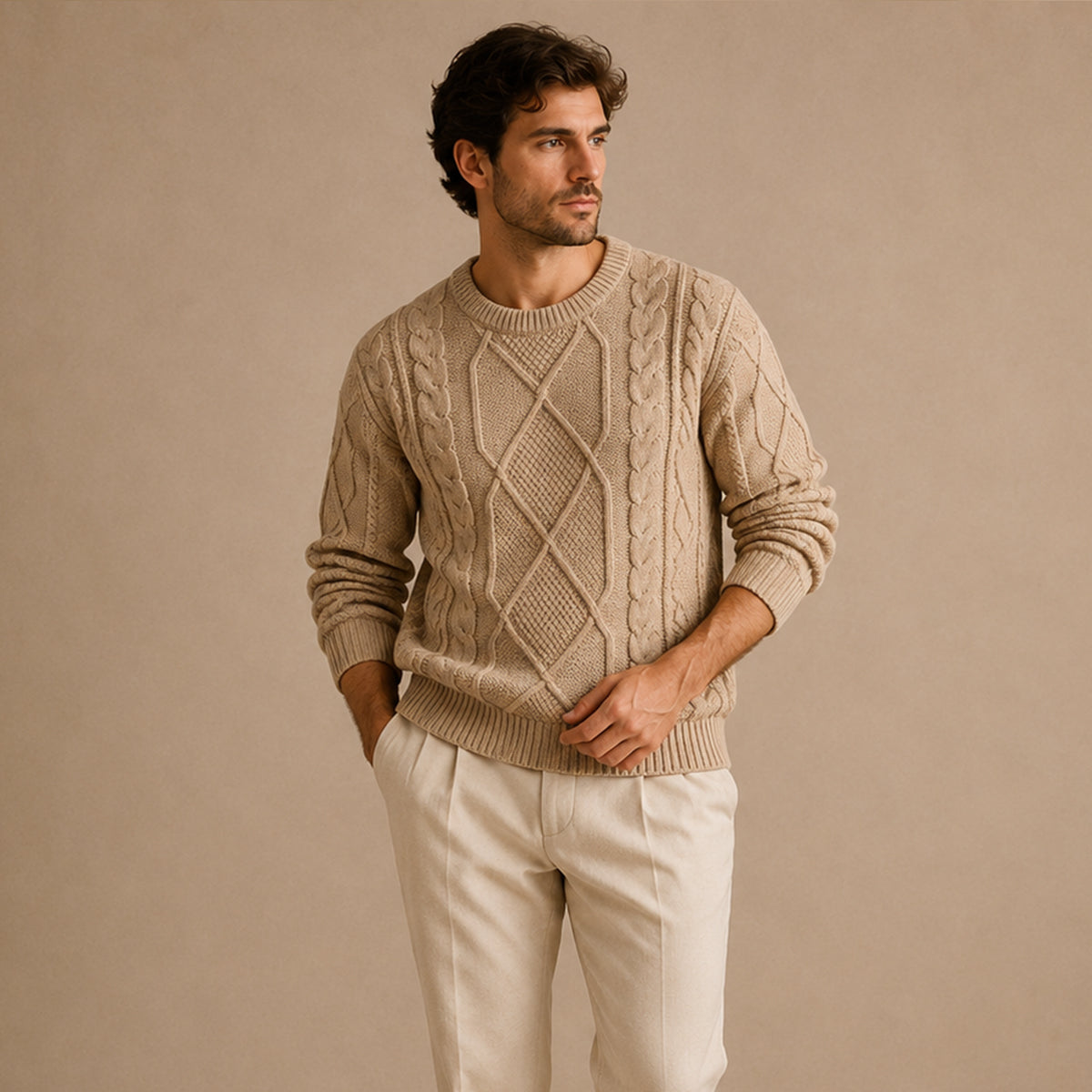 The Aberdeen Men’s Warm Chunky Fisherman Cable Knit Winter Sweater