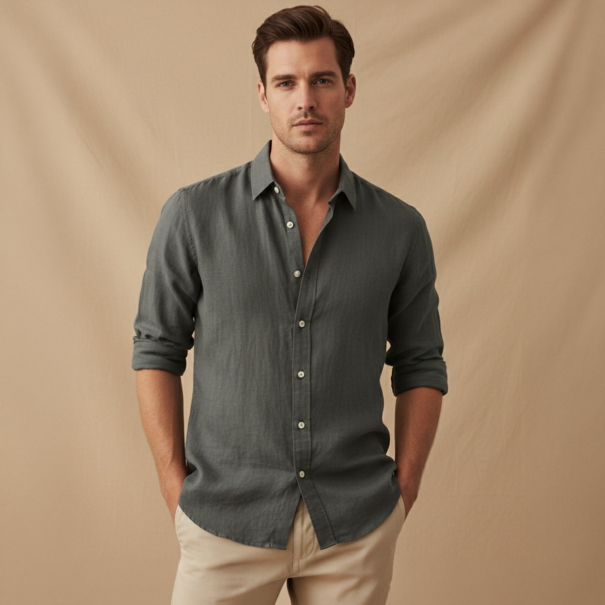 The Richmond Men’s Lightweight Cotton Linen Button-Up Shirt