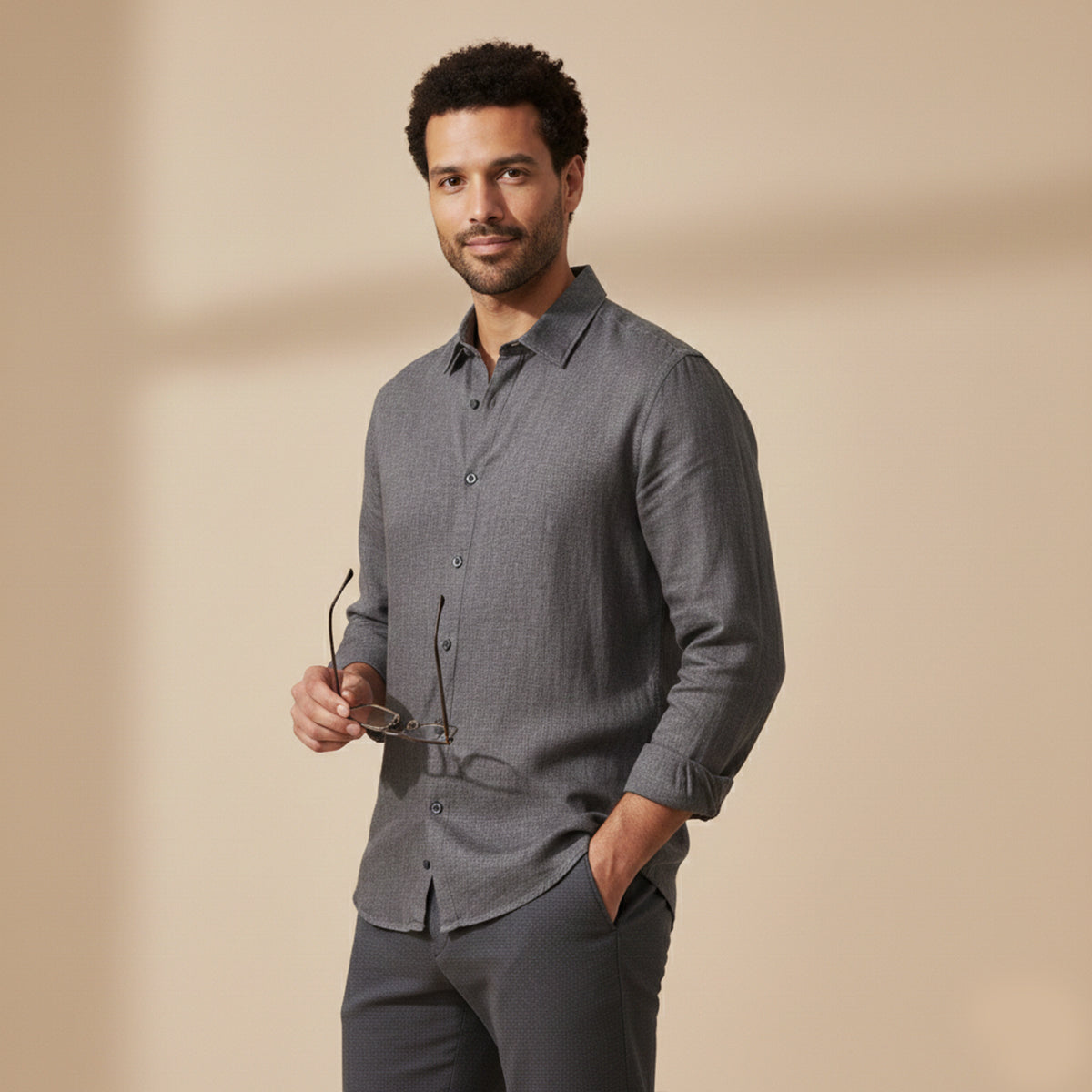 The Cedar Ridge Hill Men’s Trendy Loose Fit Linen Button-Up Shirt