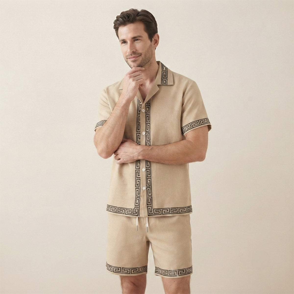 The Glenwood Ridge Men’s Casual Print Set – Shirt & Shorts
