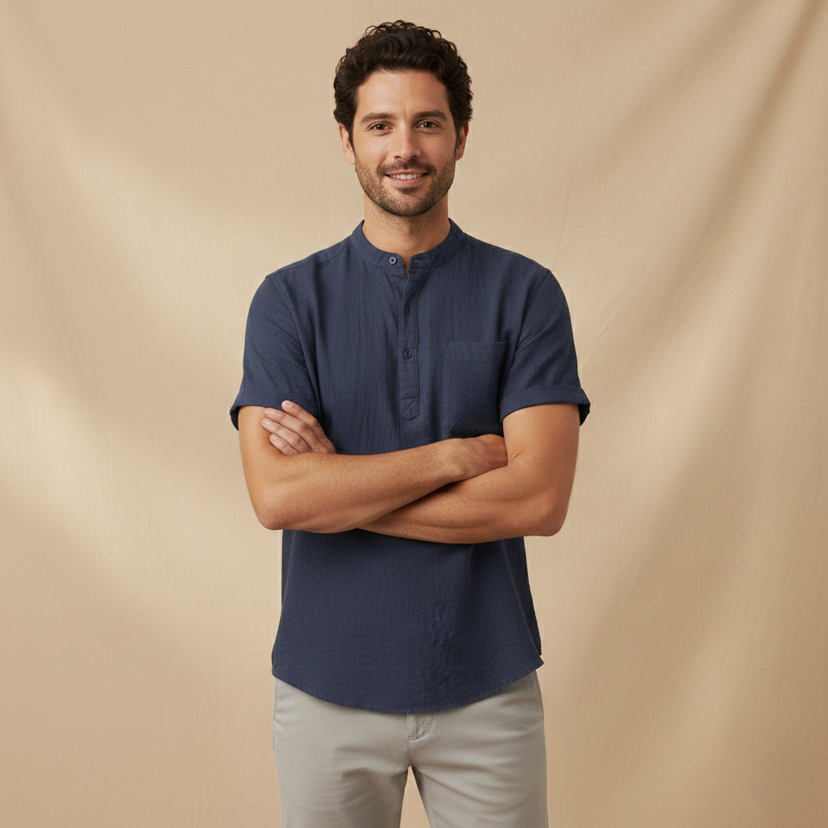 The Paddington Men’s Breathable Cotton Linen Henley Shirt
