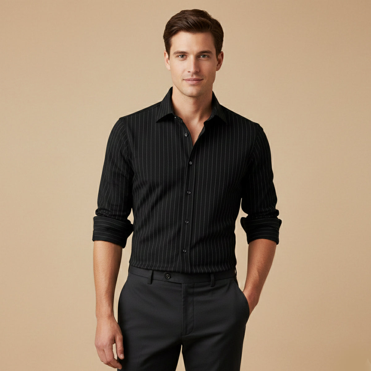 The Amalfi Men’s Casual Slim Fit Striped Button-Up Shirt