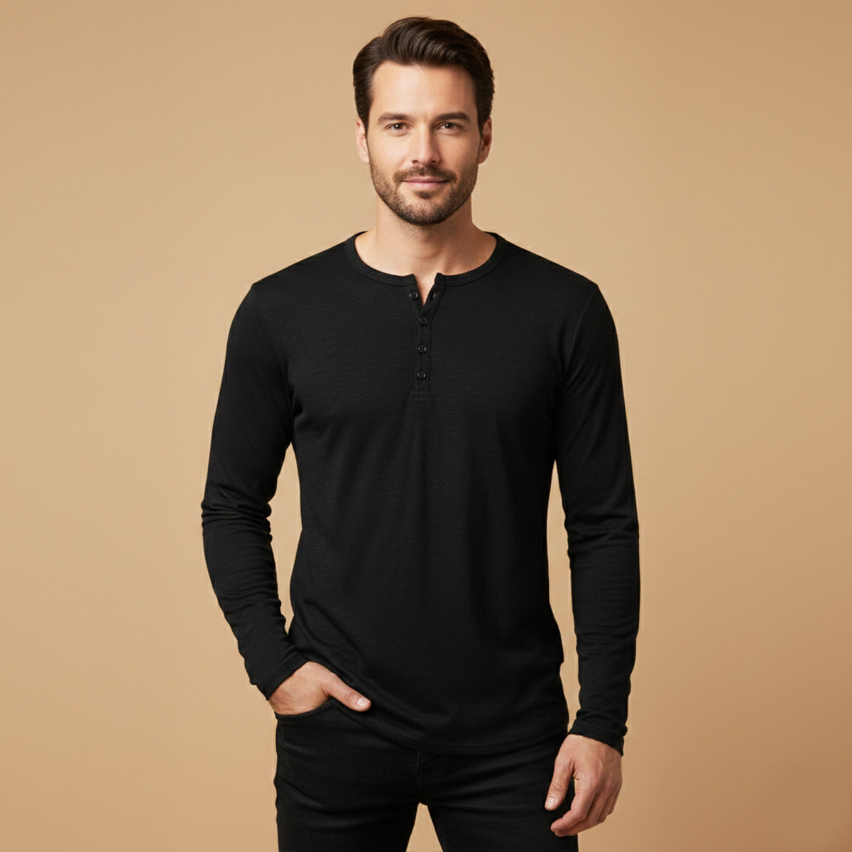 The Berkshire Men’s Casual Button Neck Henley Cotton T-Shirt
