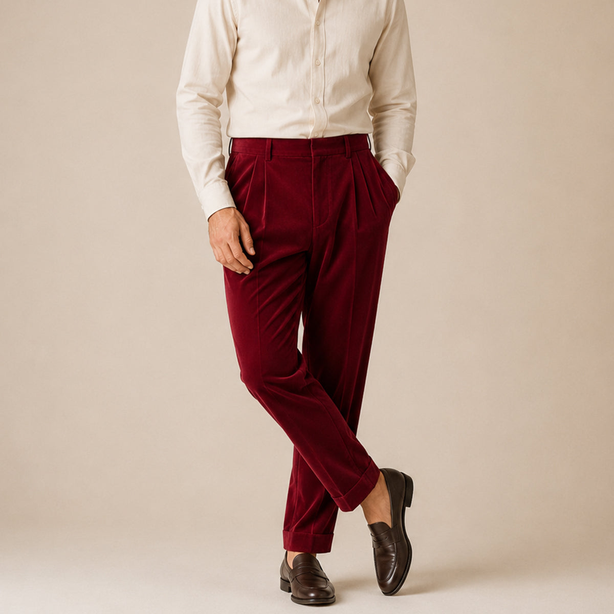 The Garda Porto Men’s Solid Colour Velvet Straight Fit Pants