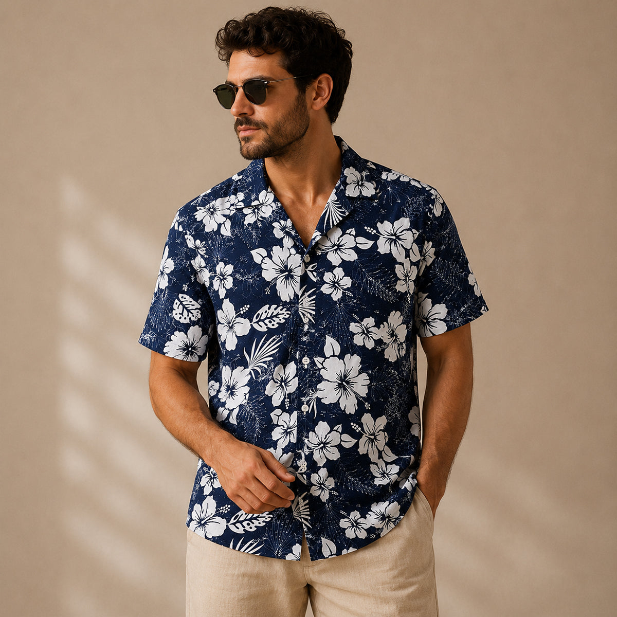 The Silverfield Men’s Lightweight Tropical Coconut Print Hawaiian Beach Shirt