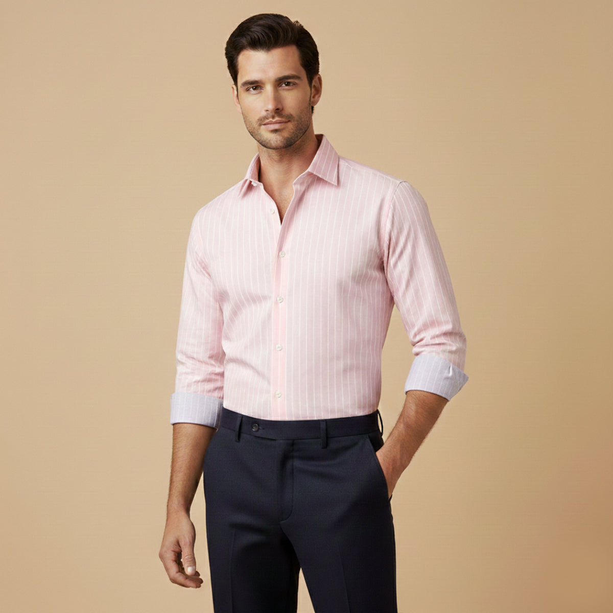The Sorrento Men’s Trendy Slim Fit Striped Button-Up Shirt