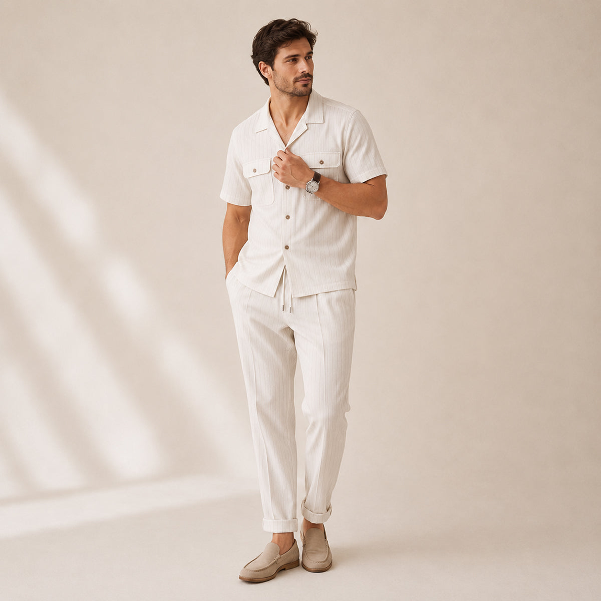 The Edgemont Men’s Casual Button-Up Shirt & Pants Set