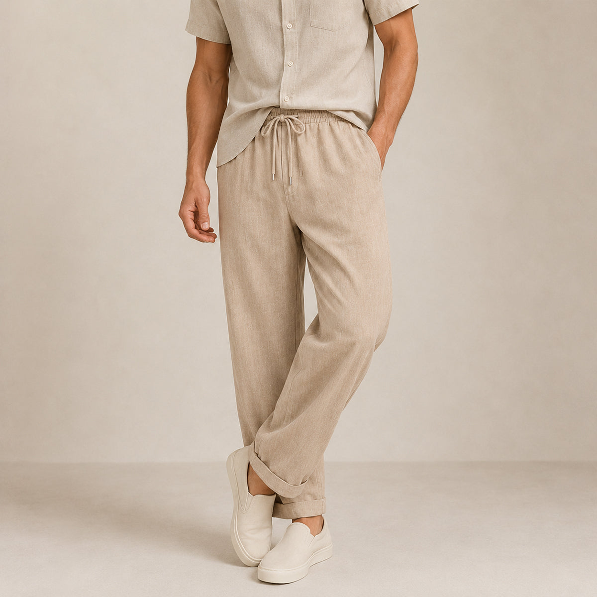 The Maple Ridge Men’s Cotton Linen Wide Leg Pants