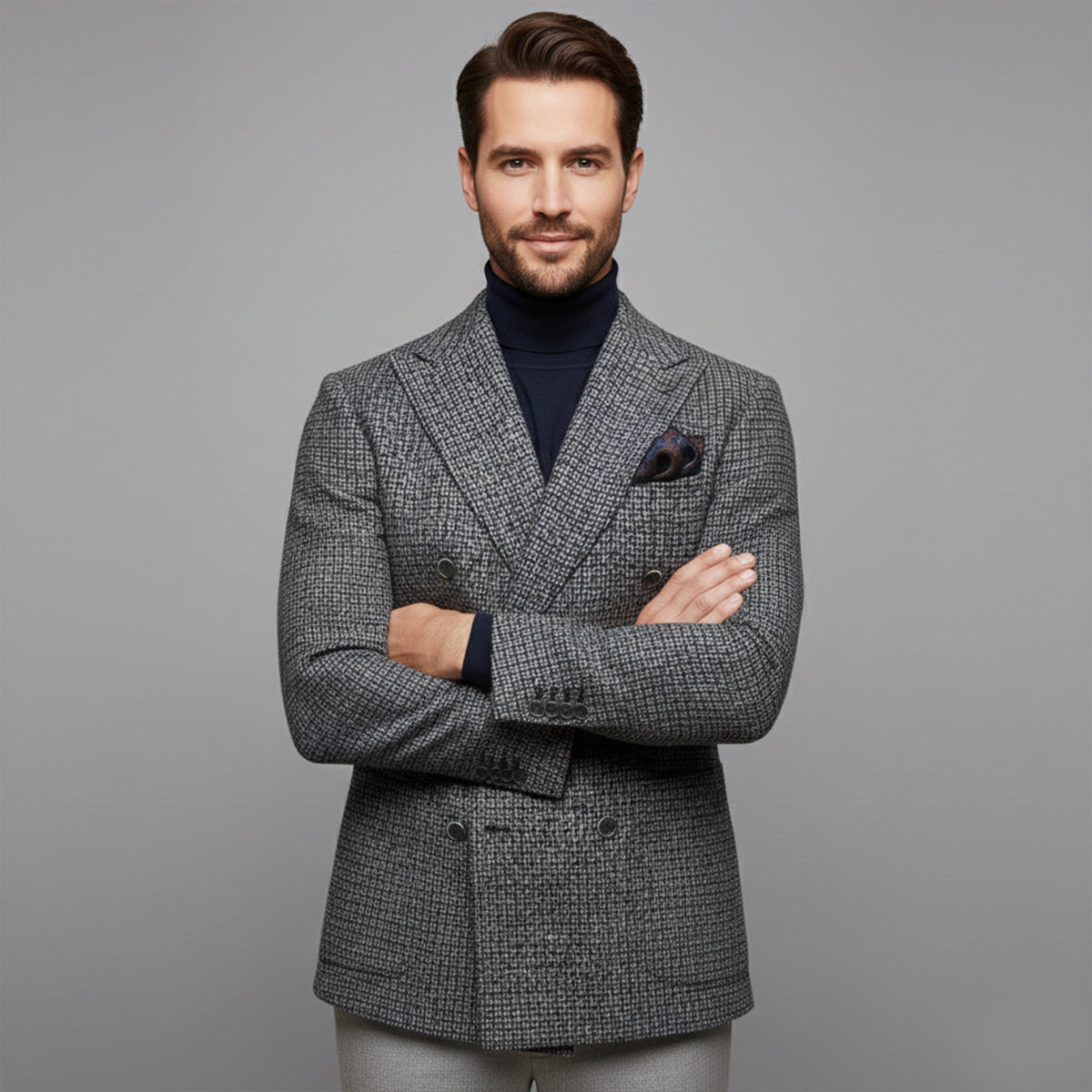 The Garda Porto Men’s Checked Double Breasted Plaid Blazer Jacket