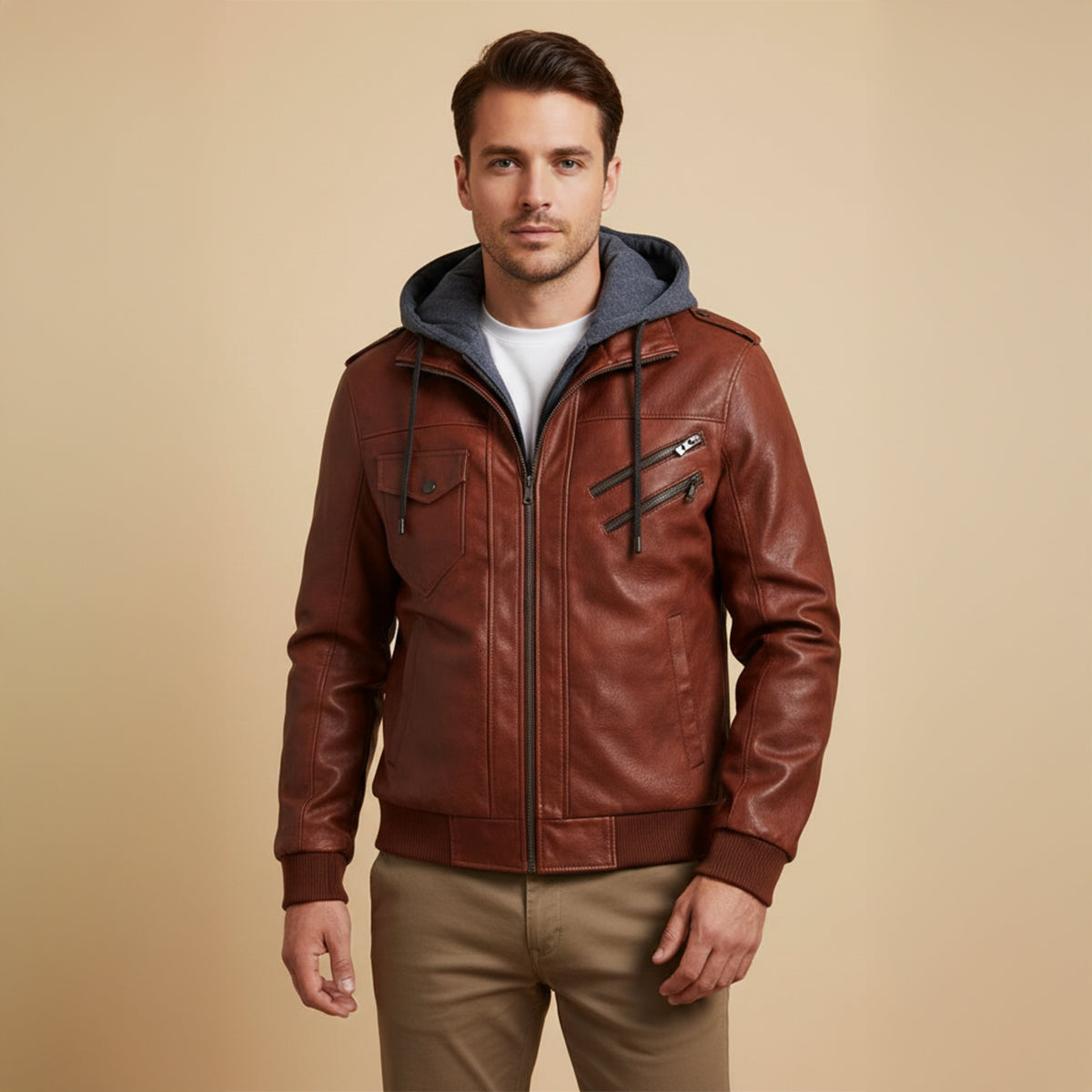 The Palermo Leather Bomber Jacket – Men’s Hooded Classic Style