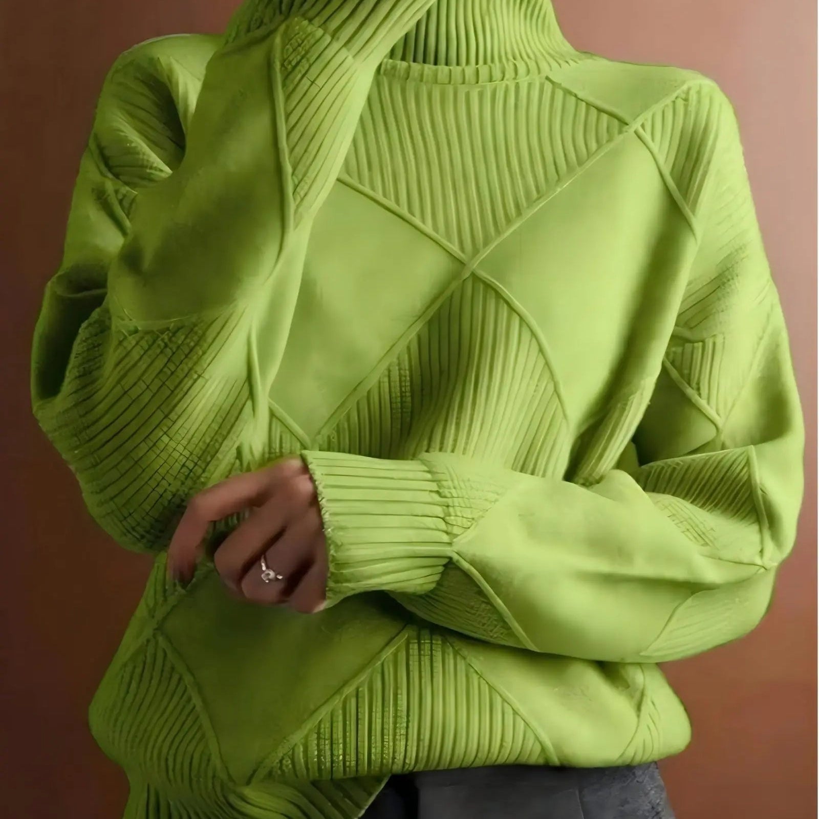 Women's High Neck Cable Knit Sweater