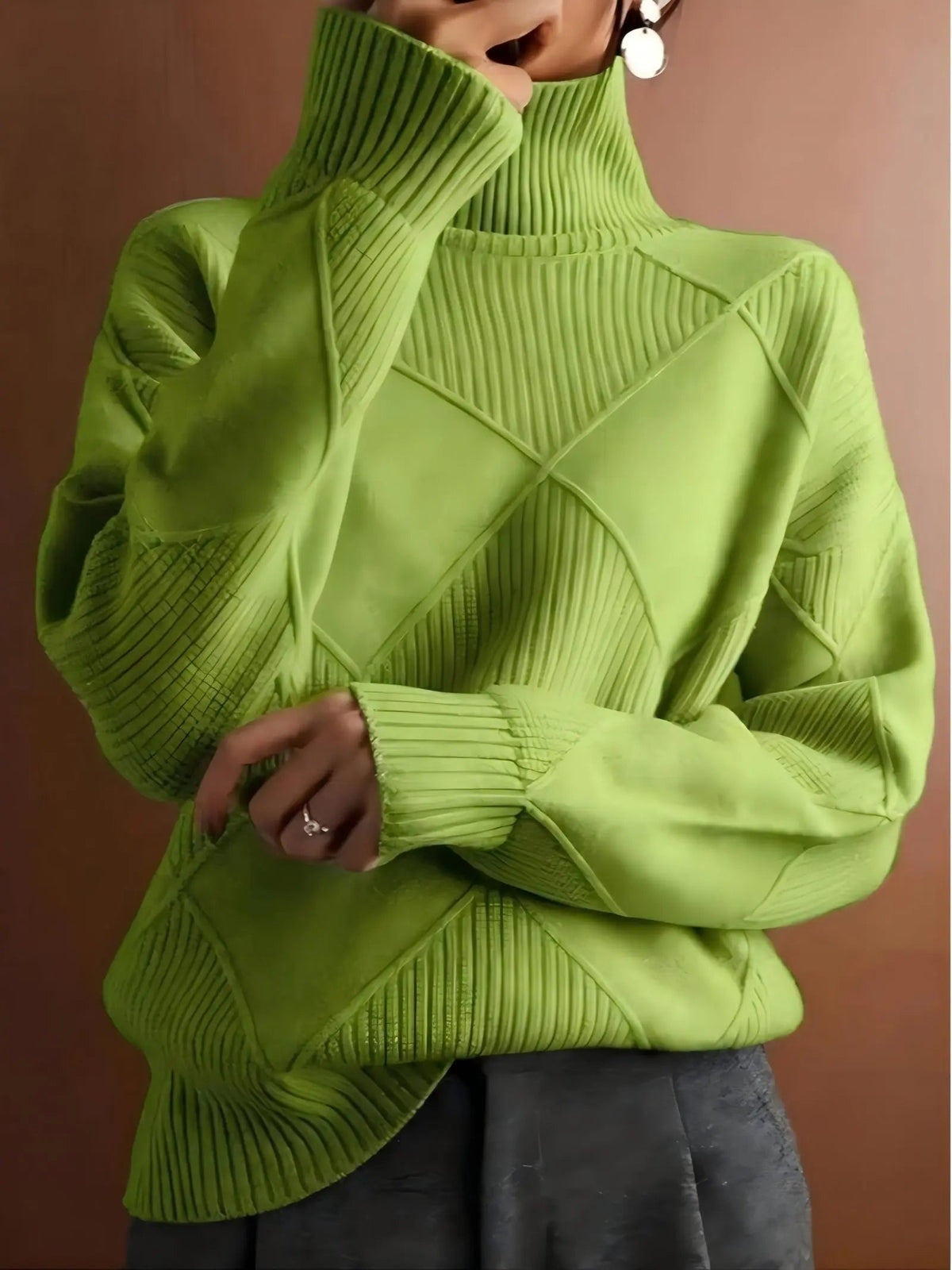 Women's High Neck Cable Knit Sweater
