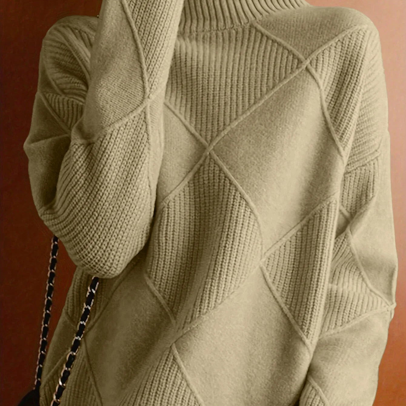 Women's Ribbed High Neck Knit Sweater
