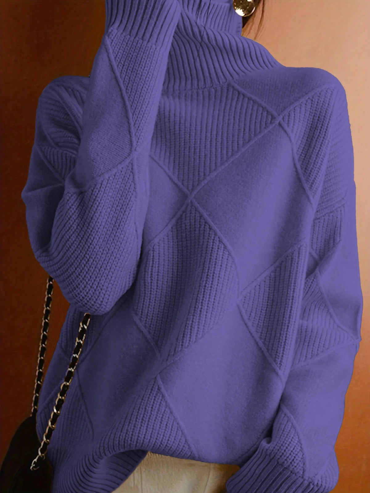 Women's Ribbed High Neck Knit Sweater
