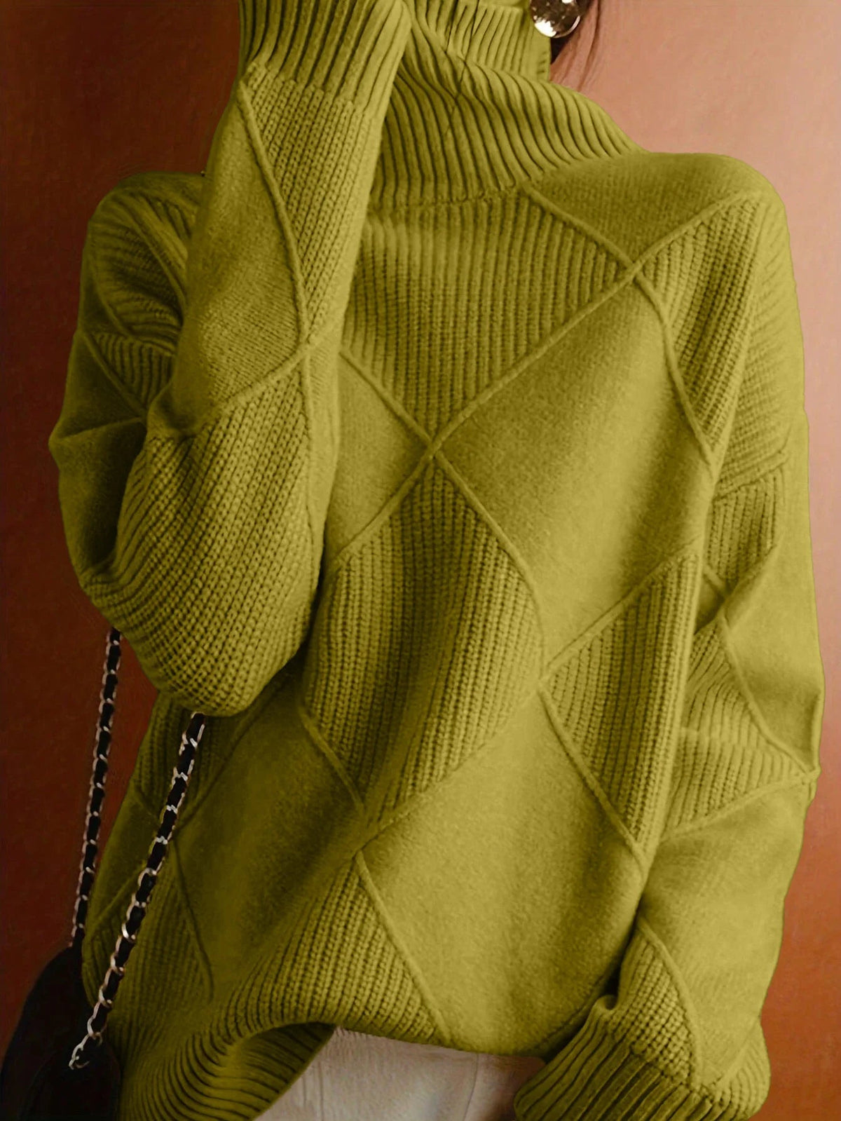 Women's Cozy High Neck Cable Knit Sweater