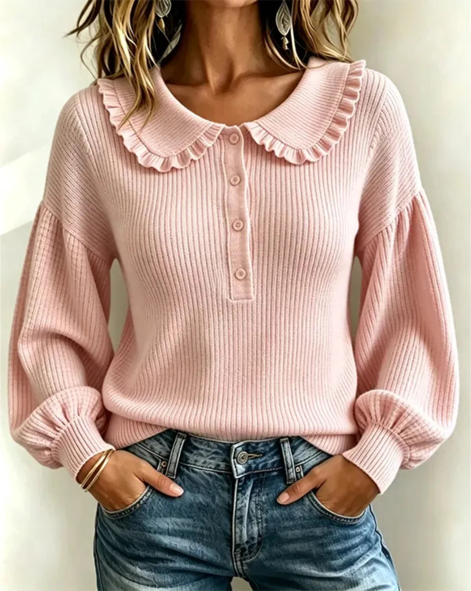 Women’s Ruffle Neck Knit Sweater