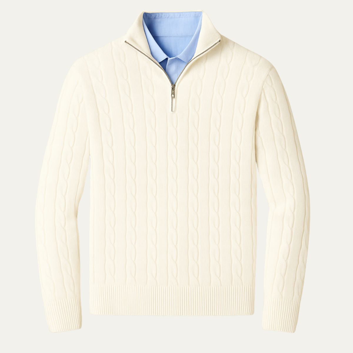 The St. Moritz Cable Knit Zipper Sweater for Men - Old Money Style
